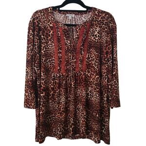 Seven Forty Two Leopard Print Tunic Top Size XL